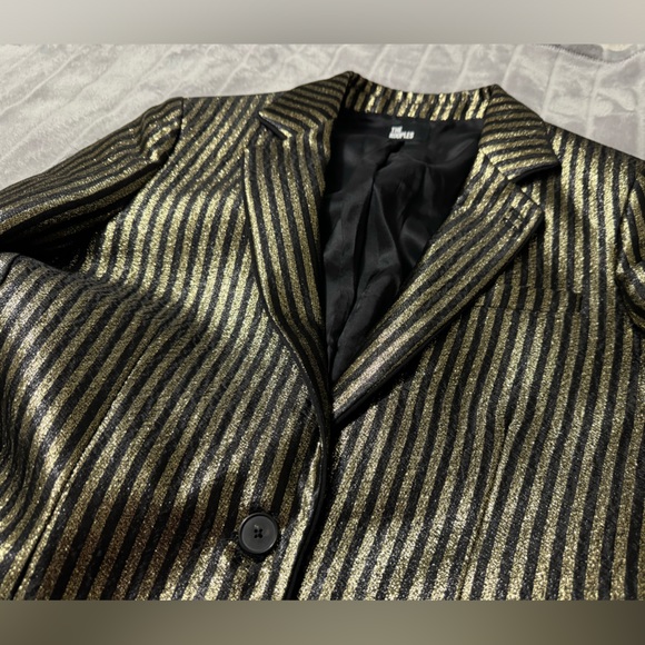 The Kooples Gold Striped Women’s Two Button Blazer Size 38 - Picture 2 of 12